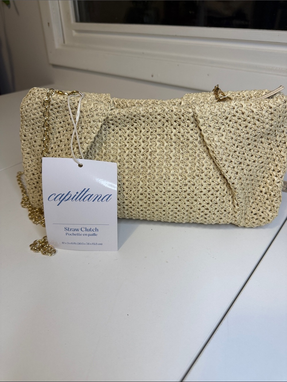 Brand New With Tags (NWT) Capittana Straw Clutch Shoulder Bag